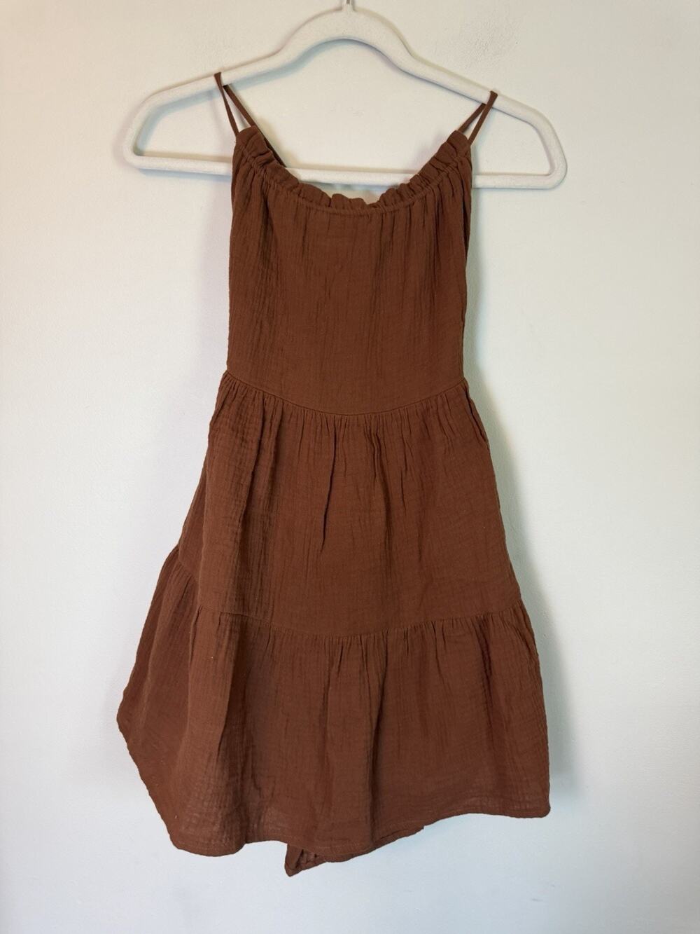 IYF Brown Sleeveless 100% Cotton Mini Dress Lined Festival Concert S NWT